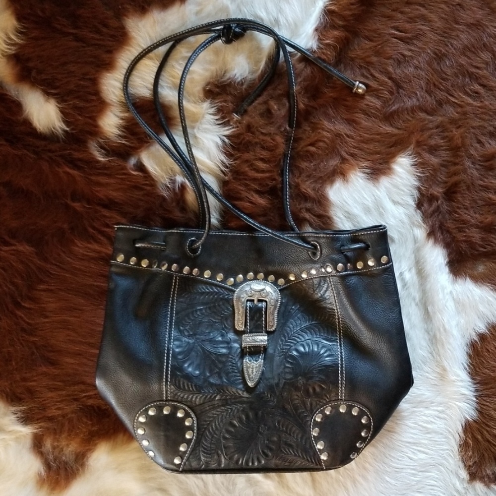 American West shoulder black bag